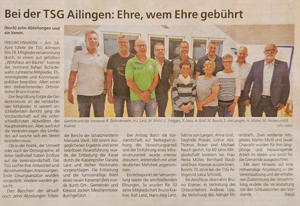 Mitgliederhauptversammlung 2026 Schw. Zeitung
